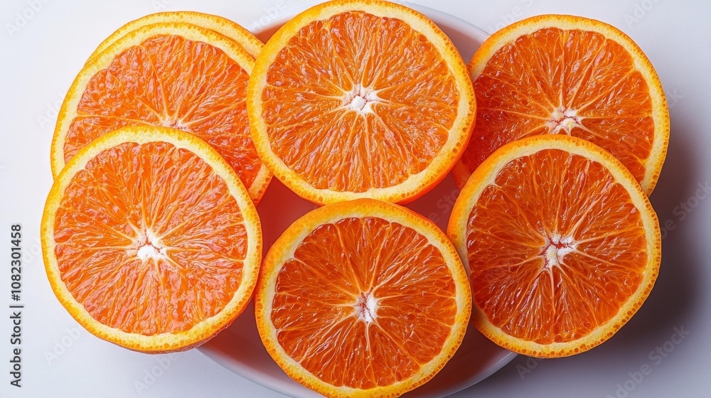 Sliced Orange on White Background. Generative AI Sliced Orange on White Background. Generative AI