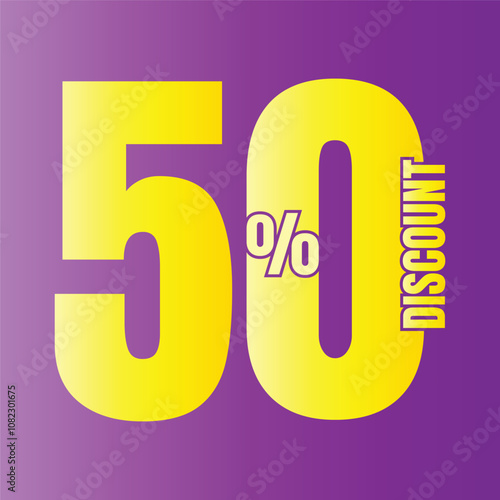 Art & Illustr50% discount deal sign icon, 50 percent special offer discount vector, 50 percent sale price reduction offer design, Friday shopping sale discount percentage icon designation