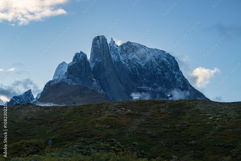 View of Ulamertorsuaq mountain and the view of surrounding mountains and glaciers in Tasermiut fjord (South Greenland) View of Ulamertorsuaq mountain and the view of surrounding mountains and glaciers in Tasermiut fjord (South Greenland)