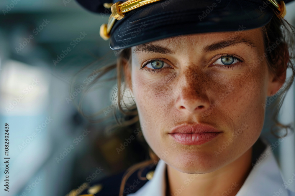 Focused Coast Guard Officer in Action with Communication Equipment on a Patrol Mission – Generative AI Focused Coast Guard Officer in Action with Communication Equipment on a Patrol Mission – Generative AI