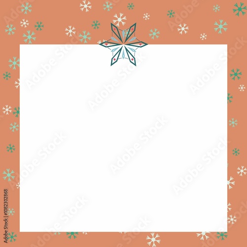 christmas frame with colorful snowflakes