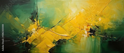 Abstract Painting in Yellow and Green