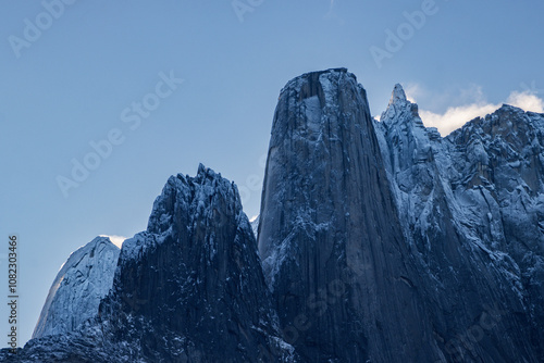 View of Ulamertorsuaq mountain and the view of surrounding mountains and glaciers in Tasermiut fjord (South Greenland) photo