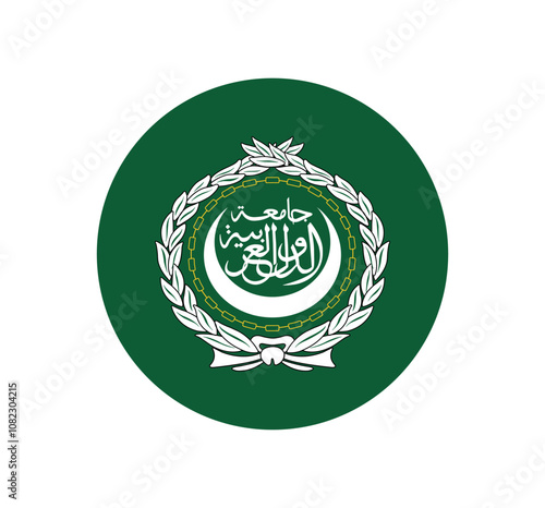 vector Arab League Flag icon. Round flag of Arab League on White Background.