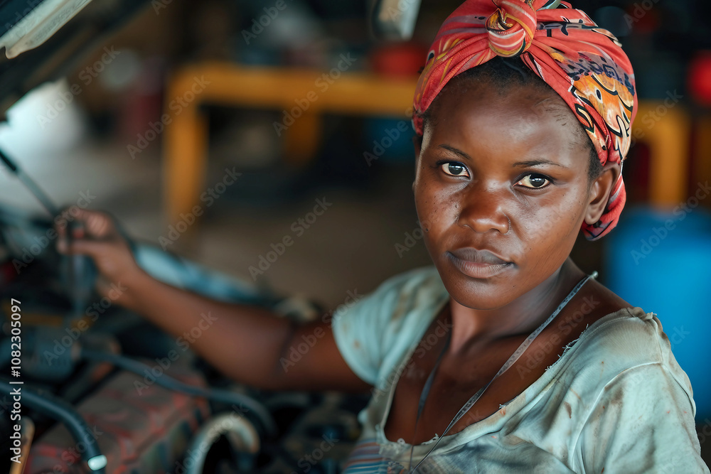 Obraz premium Skilled experienced person car mechanic auto maintenance garage service, Generative AI