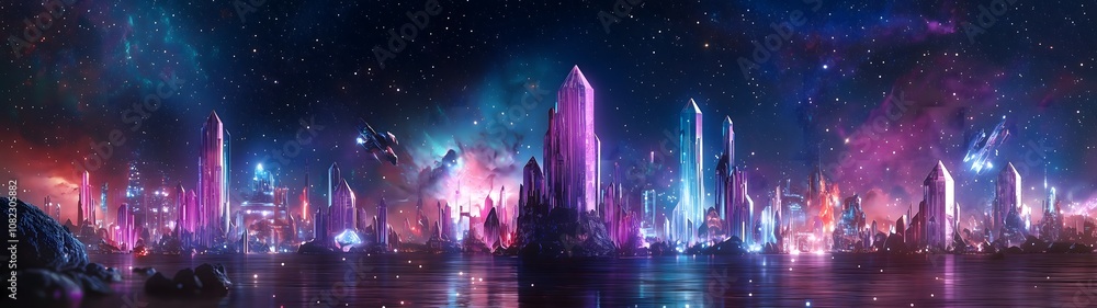 Explore a stunning panoramic view of a futuristic city on a floating aster Explore a stunning panoramic view of a futuristic city on a floating aster
