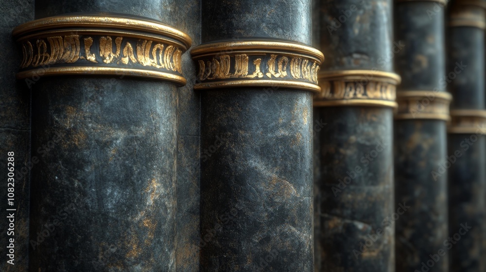 Close-up of Ancient Temple Columns. Generative AI Close-up of Ancient Temple Columns. Generative AI