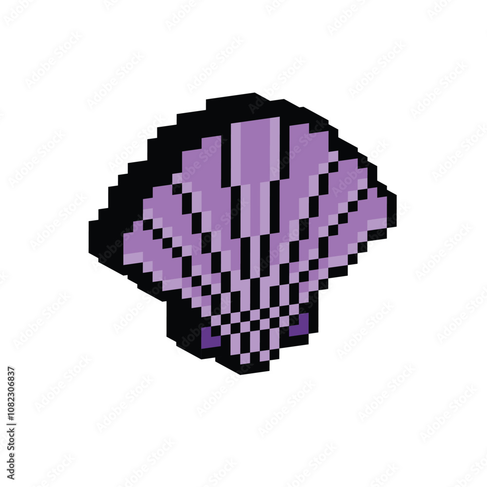 Fototapeta premium isometric pixel Shell icon. Vector pixel art Scallop 8 bit for game company logo template