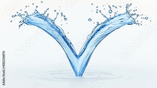 Obraz na płótnie Dynamic water splash v-shape studio environment photography minimalist style close-up perspective fluid motion concept w salonie