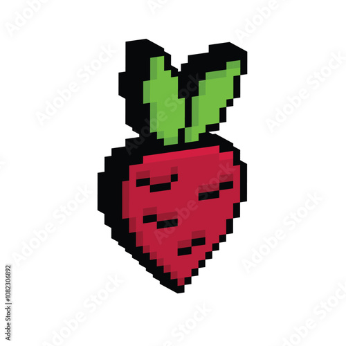 isometric pixel beetroot icon. Vector pixel art beet root icon 8 bit for game company logo template