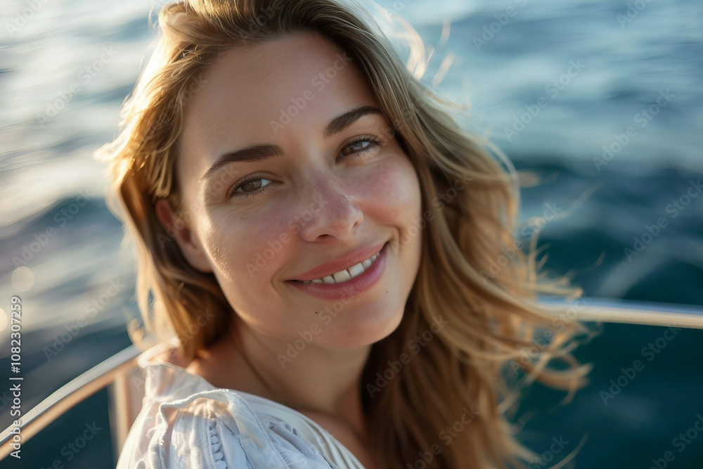 Created with generative ai technology photo of beautiful lady enjoy summer trip cruise Created with generative ai technology photo of beautiful lady enjoy summer trip cruise