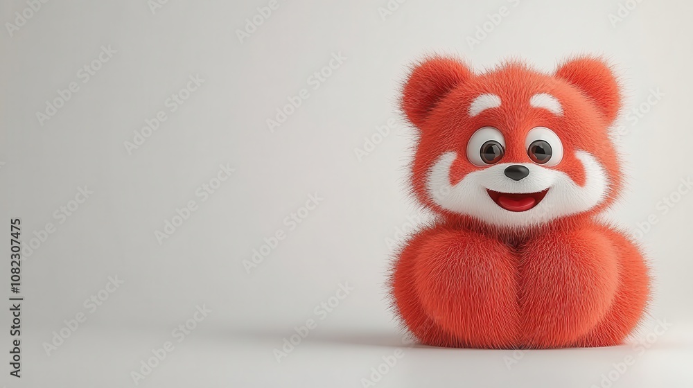 Fototapeta premium Friendly red panda character studio setting 3d render soft textures front view cute and playful concept