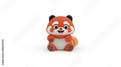 Cute red panda character studio background 3d model soft texture front view whimsical design