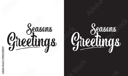 Seasons Greetings Inscription With Flourishes. Hand drawn lettering phrase, Calligraphy graphic design. Vector illustration. EPS 10