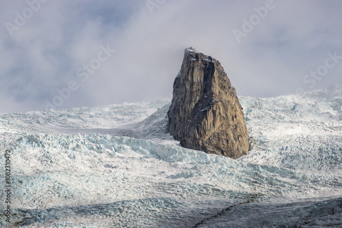 View of Ulamertorsuaq mountain and the view of surrounding mountains and glaciers in Tasermiut fjord (South Greenland) 