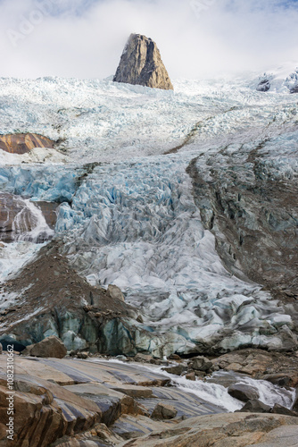 View of Ulamertorsuaq mountain and the view of surrounding mountains and glaciers in Tasermiut fjord (South Greenland) 