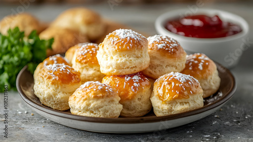 Delicious Golden Biscuits with Powdered Sugar - Food Photography