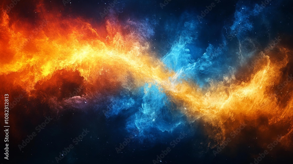 Fototapeta premium Fiery and Cool Nebula Cloud. Generative AI
