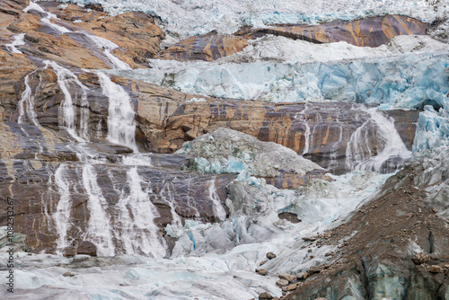 View of Ulamertorsuaq mountain and the view of surrounding mountains and glaciers in Tasermiut fjord (South Greenland)	 photo