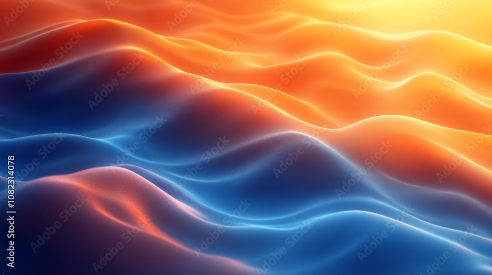 Sunlit Orange and Blue Wave Patterns. Generative AI Sunlit Orange and Blue Wave Patterns. Generative AI
