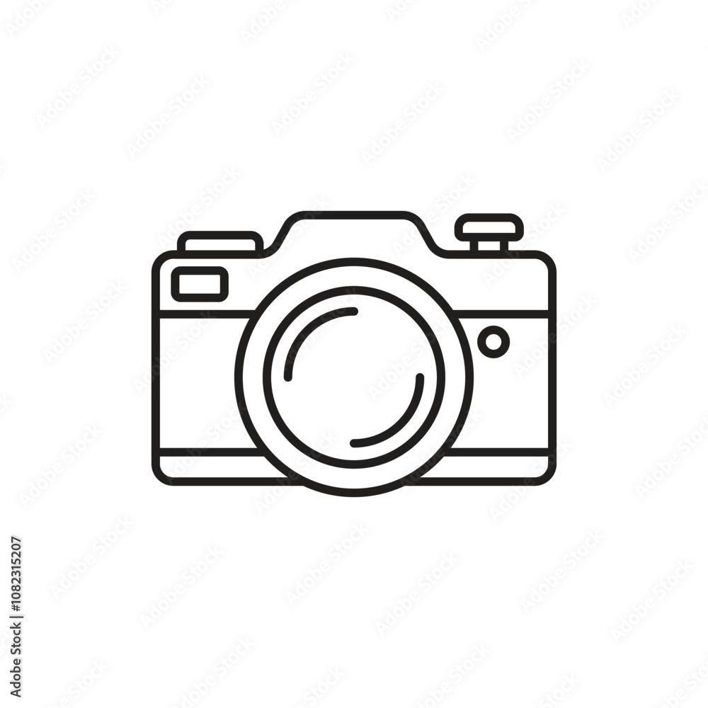 Photo camera icon in flat line style. Photography equipment vector illustration on isolated background. Professional photographic sign business concept. Photo camera icon in flat line style. Photography equipment vector illustration on isolated background. Professional photographic sign business concept.
