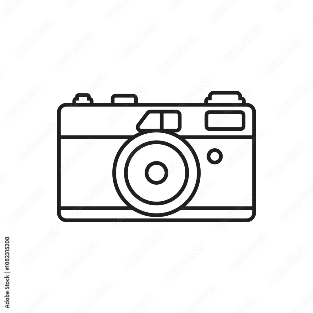 Photo camera icon in flat line style. Photography equipment vector illustration on isolated background. Professional photographic sign business concept. Photo camera icon in flat line style. Photography equipment vector illustration on isolated background. Professional photographic sign business concept.
