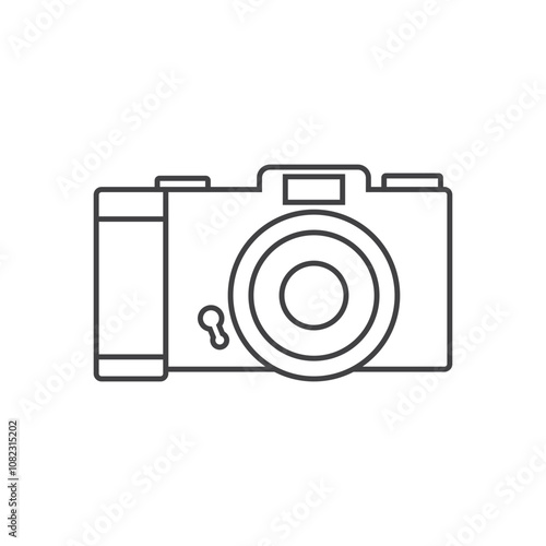 Photo camera icon in flat line style. Photography equipment vector illustration on isolated background. Professional photographic sign business concept.