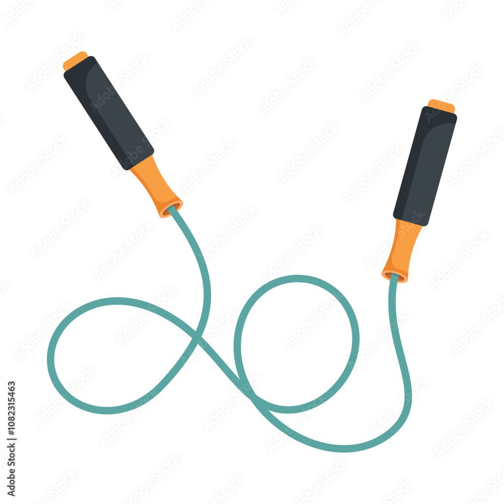 Jumping rope icon in flat style. Gymnastic equipment vector illustration on isolated background. Training instrument sign business concept. Jumping rope icon in flat style. Gymnastic equipment vector illustration on isolated background. Training instrument sign business concept.