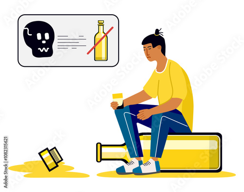 Alcohol addiction Alcoholism Problem Vector Drink