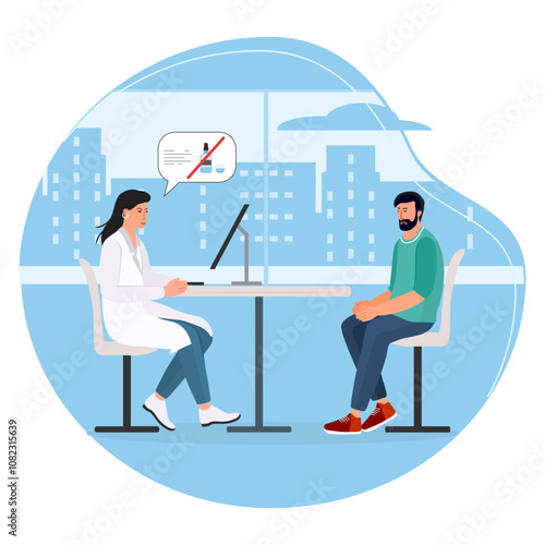 Doctor People Alcohol addiction Alcoholism Vector