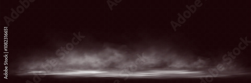 Smoke on dark atmospheric background with low fog drifting across ground soft gradients .