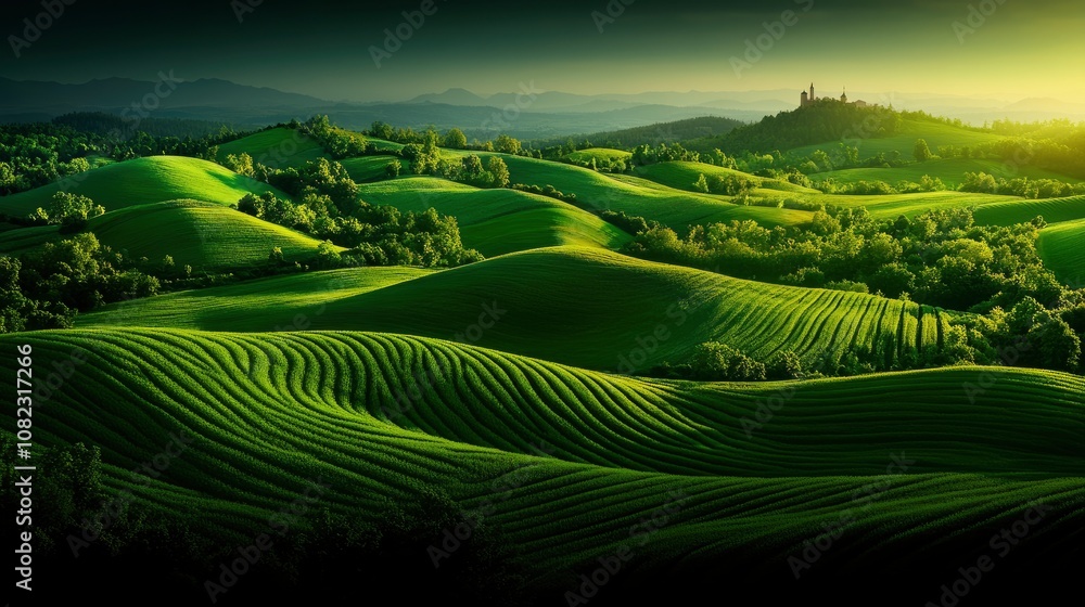 Rolling Green Hills and a Distant Castle Rolling Green Hills and a Distant Castle