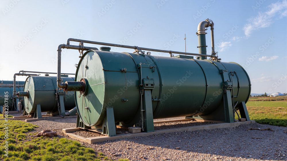 Large cylindrical industrial tank outdoors Large cylindrical industrial tank outdoors