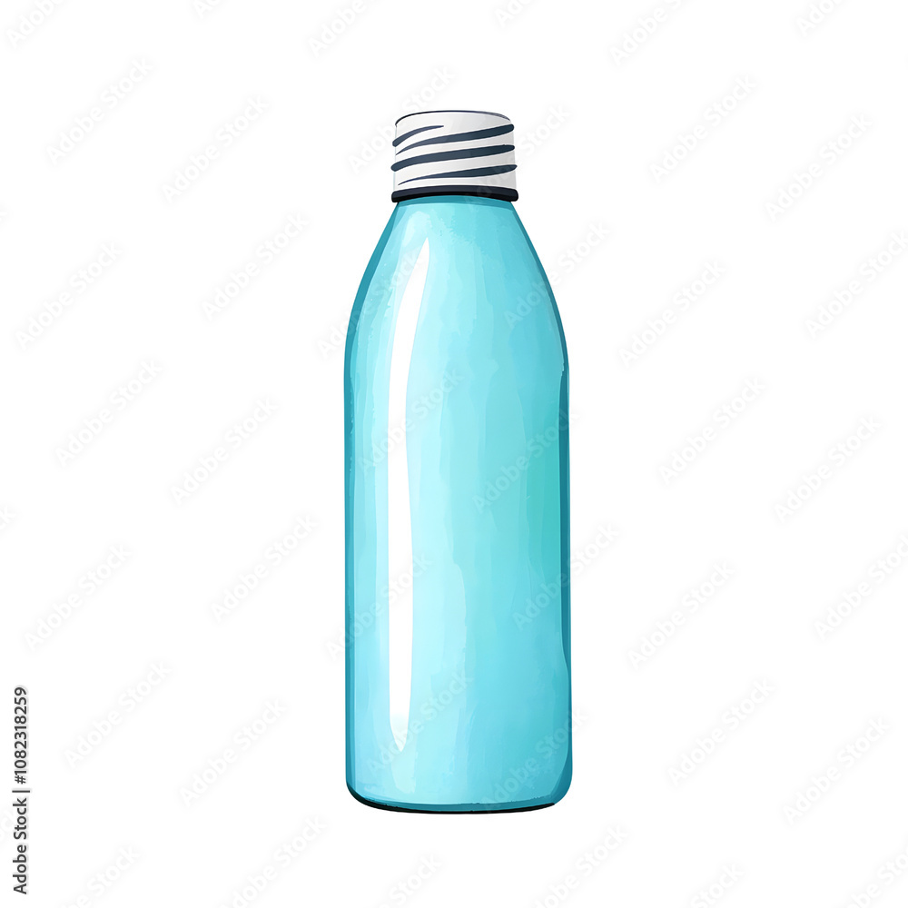 Bright Blue Plastic Bottle with Lid on a Transparent Background Suitable for Beverage Packaging, Water, Juice, and Environmental Awareness Concepts Bright Blue Plastic Bottle with Lid on a Transparent Background Suitable for Beverage Packaging, Water, Juice, and Environmental Awareness Concepts
