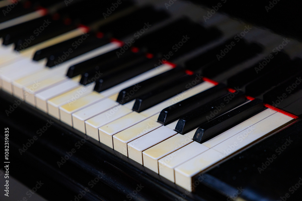 Closeup of black and white piano keyboard Closeup of black and white piano keyboard
