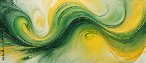 Abstract Swirling Green and Yellow Artwork