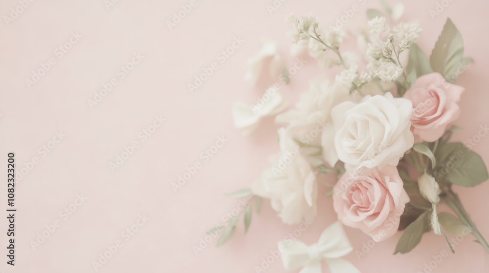Delicate flowers on pink background, floral background Delicate flowers on pink background, floral background