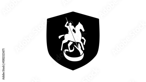 Saint George emblem, black isolated silhouette