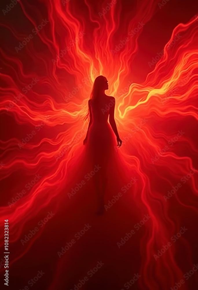 Fototapeta premium Red glow wave. lighting effect abstract background