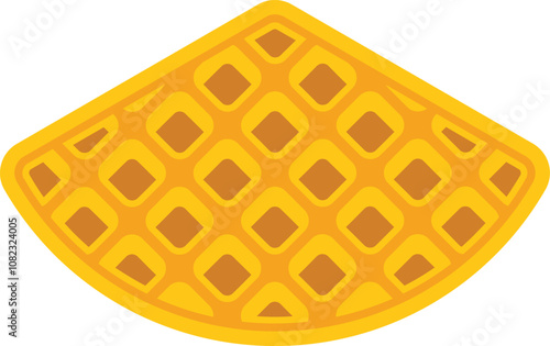 Half circle waffle representing belgian waffles and breakfast food