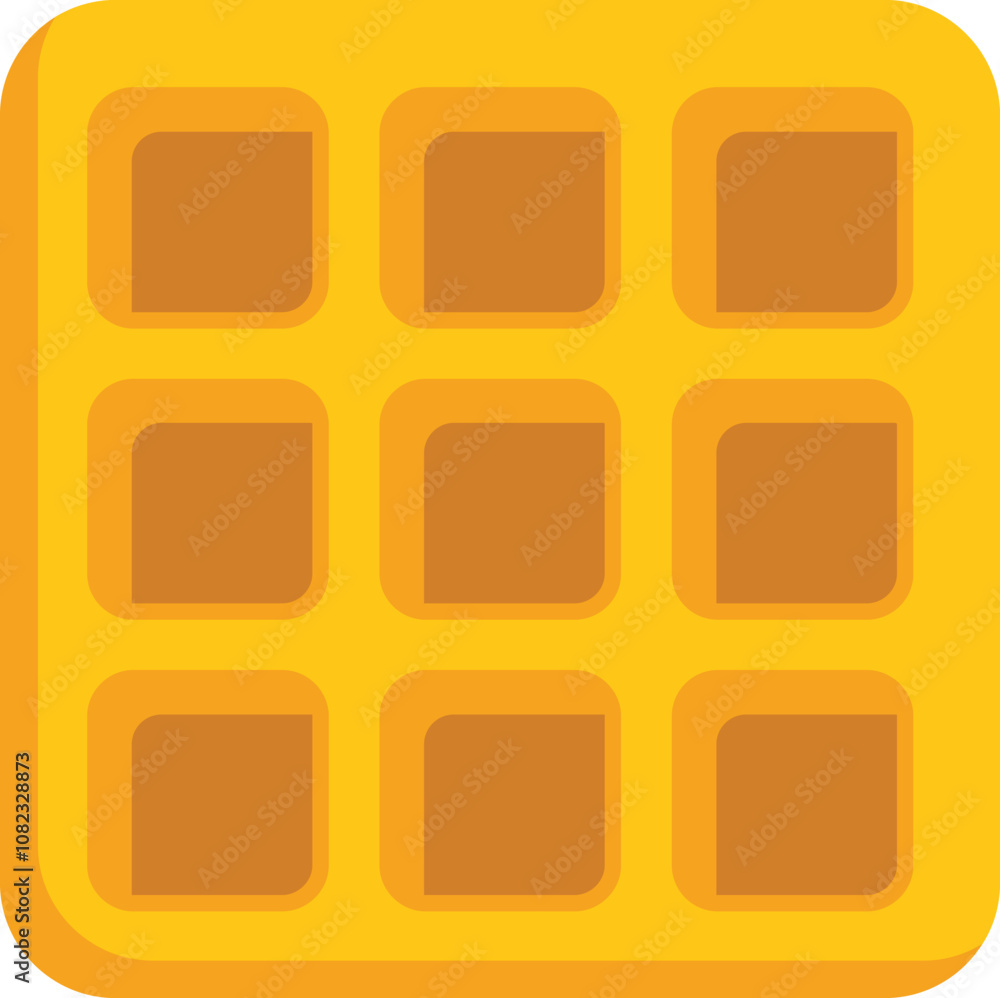 Delicious square waffle with nine square cells is being cooked for breakfast, brunch, lunch or dessert Delicious square waffle with nine square cells is being cooked for breakfast, brunch, lunch or dessert