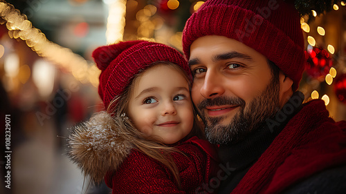 Happy family shopping for Christmas decorations