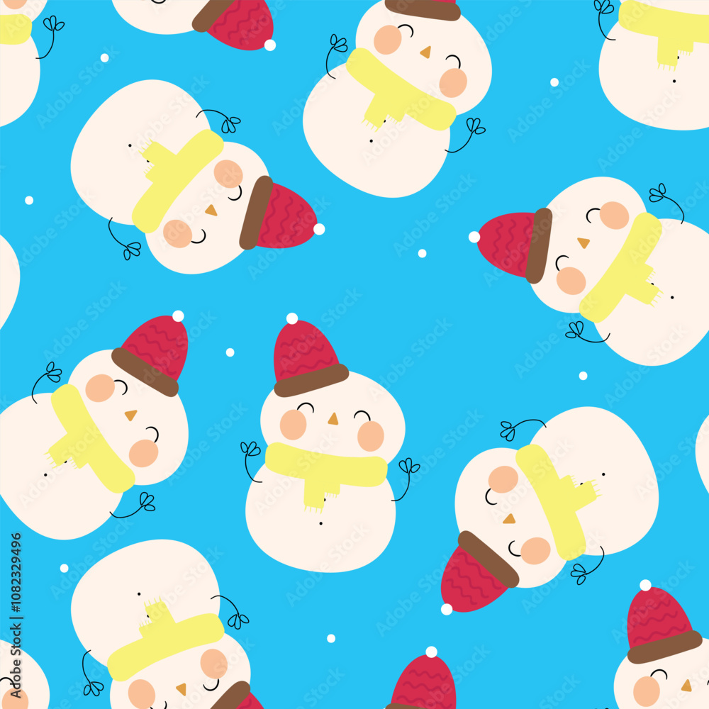 Seamless pattern cartoon snowman in winter day. cute winter wallpaper for fabric print, gift wrap paper Seamless pattern cartoon snowman in winter day. cute winter wallpaper for fabric print, gift wrap paper