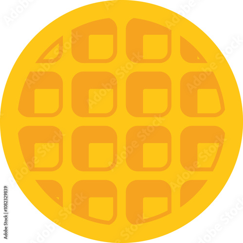 This vector icon of a round waffle is perfect for representing breakfast food