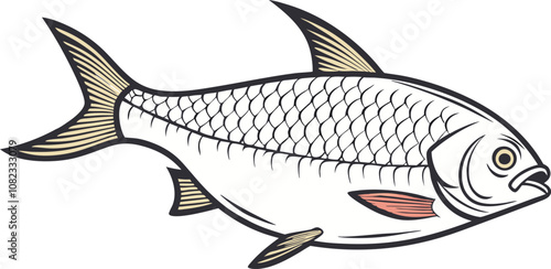 vector Drawing  of a attractive hilsa fish  