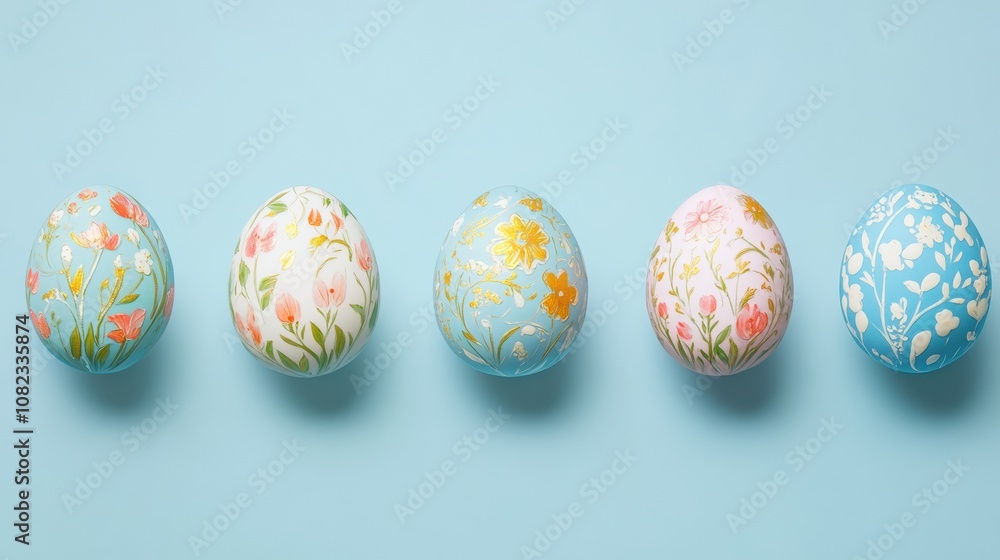 Close-Up of Easter Eggs with Stunningly Detailed Floral Patterns Close-Up of Easter Eggs with Stunningly Detailed Floral Patterns