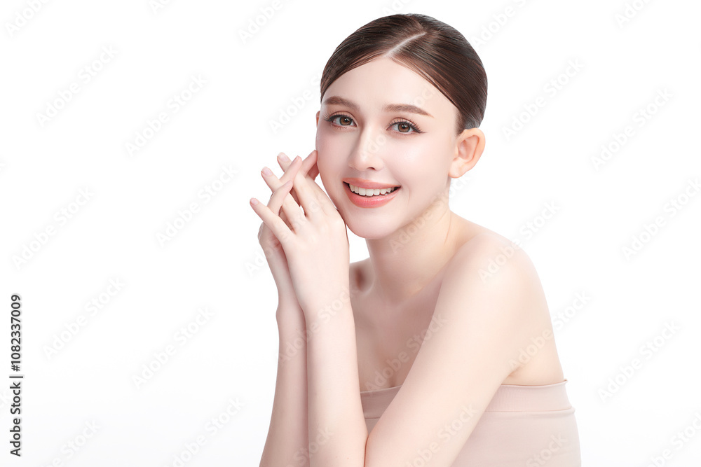 Beautiful young asian woman with clean fresh skin on white background, Face care, Facial treatment, Cosmetology, beauty and spa, Asian women portrait. Beautiful young asian woman with clean fresh skin on white background, Face care, Facial treatment, Cosmetology, beauty and spa, Asian women portrait.