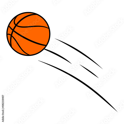 basketball that slides upwards quickly isolated vector illustration on white background, editable scalable EPS file, sport design element ball flat icon, logo, symbol, emblem etc