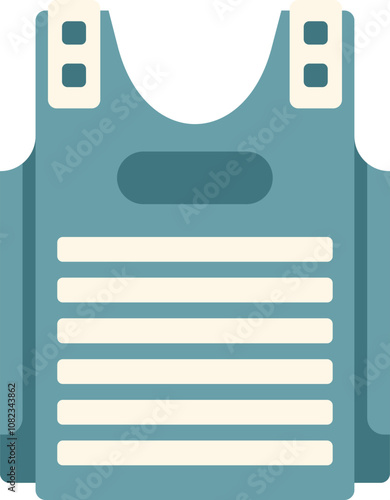 Simple bulletproof vest icon, protecting the torso from bullets, in flat style