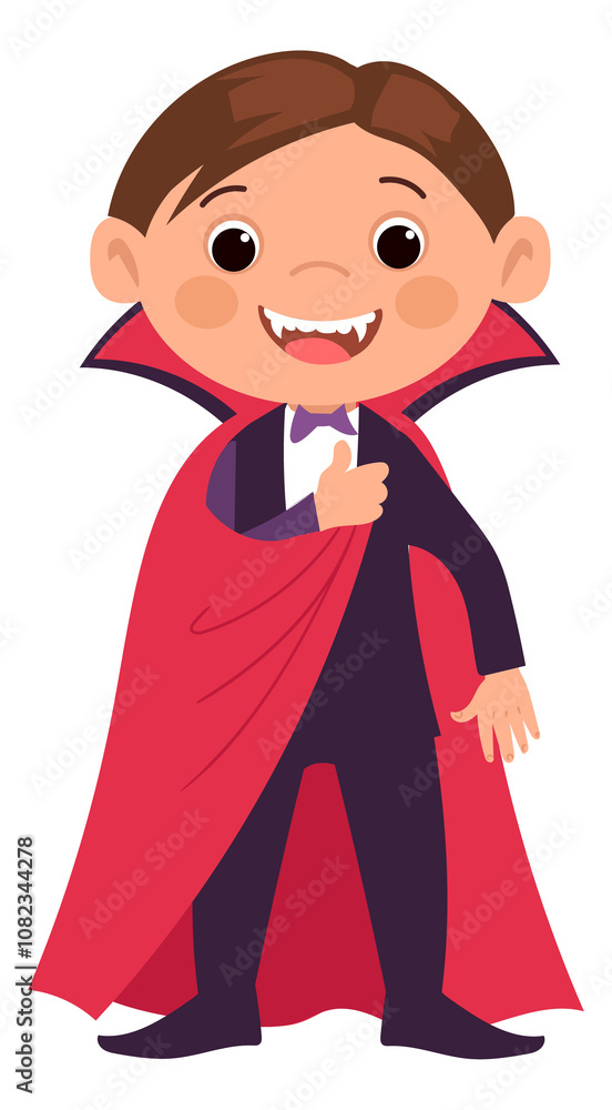 Funny cartoon boy vampire. Halloween party costume Funny cartoon boy vampire. Halloween party costume